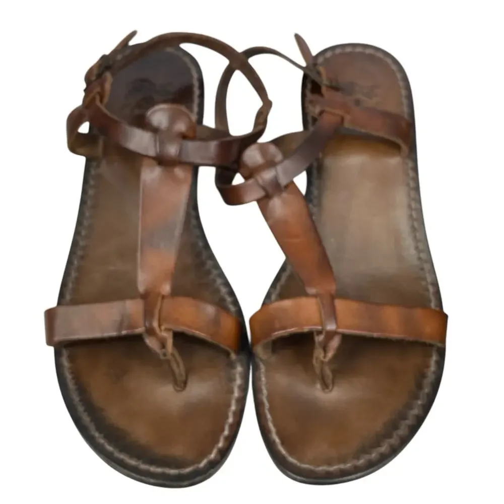 IL Bisonte Women’s Brown Leather Slingback Sandals Size 39 US 7.5 - Picture 10 of 12